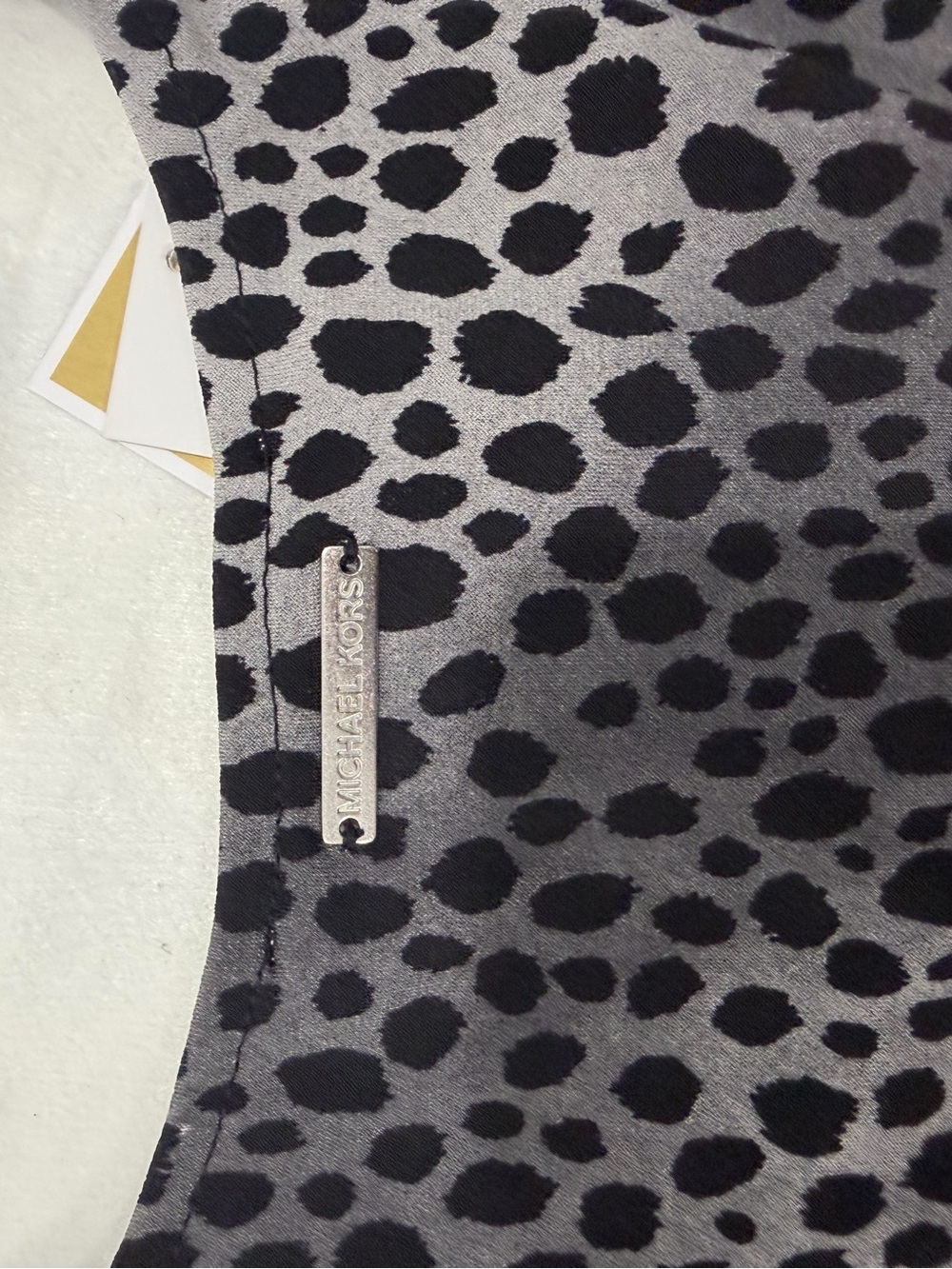 Michael Kors Black and Gray Animal Print Long-Sleeve Blouse - Picture 5 of 6